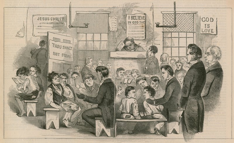 A Kings College Ragged School belseje, Bedfordbury alkotó: English School