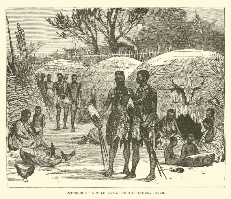 Egy Zulu Kraal belseje a Tugela folyón alkotó: English School