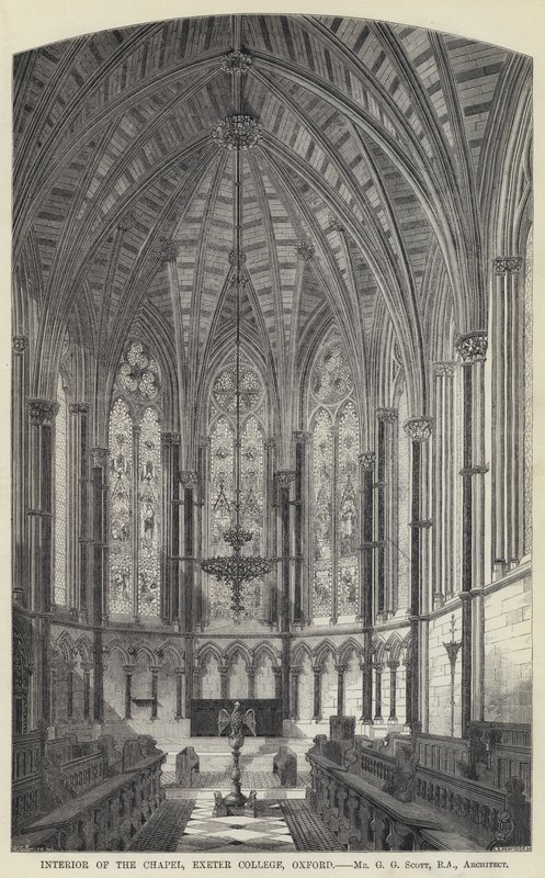 A kápolna belseje, Exeter College, Oxford (metszet) alkotó: English School