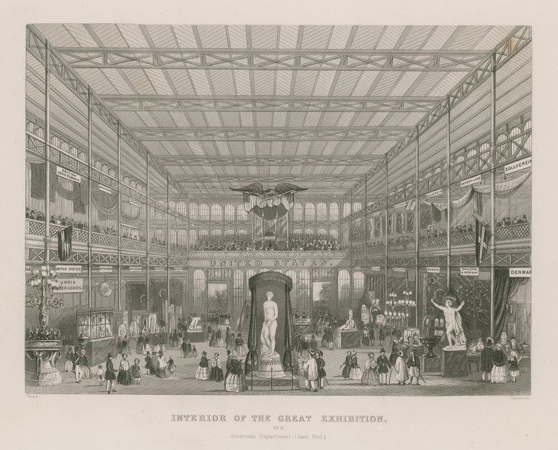 A Nagy Kiállítás belseje, 1851, Amerikai részleg (East End) alkotó: English School