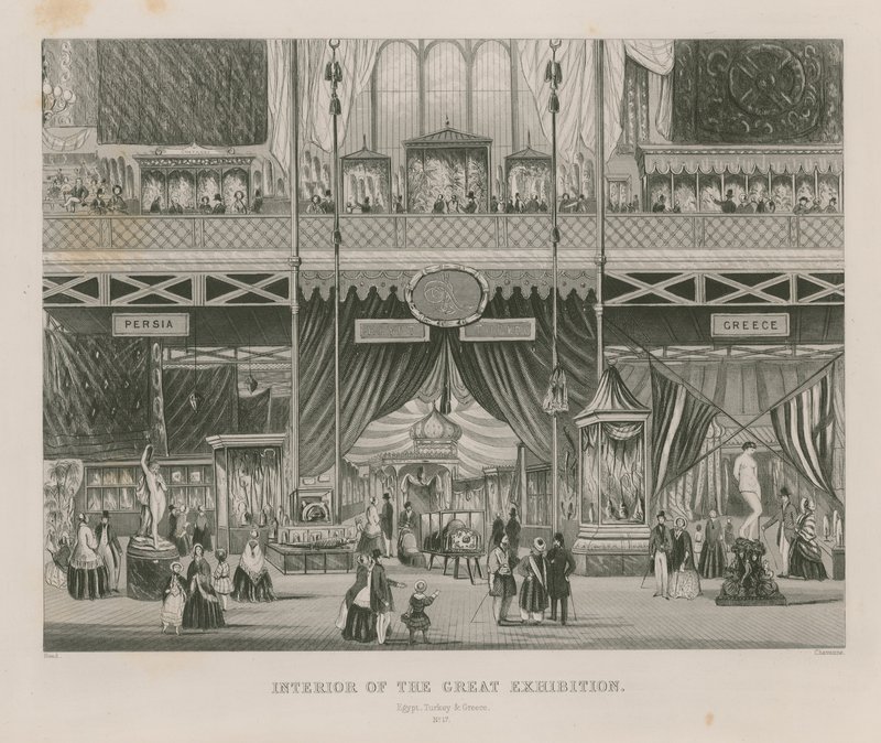 A Nagy Kiállítás belseje, 1851, Egyiptom, Törökország és Görögország alkotó: English School