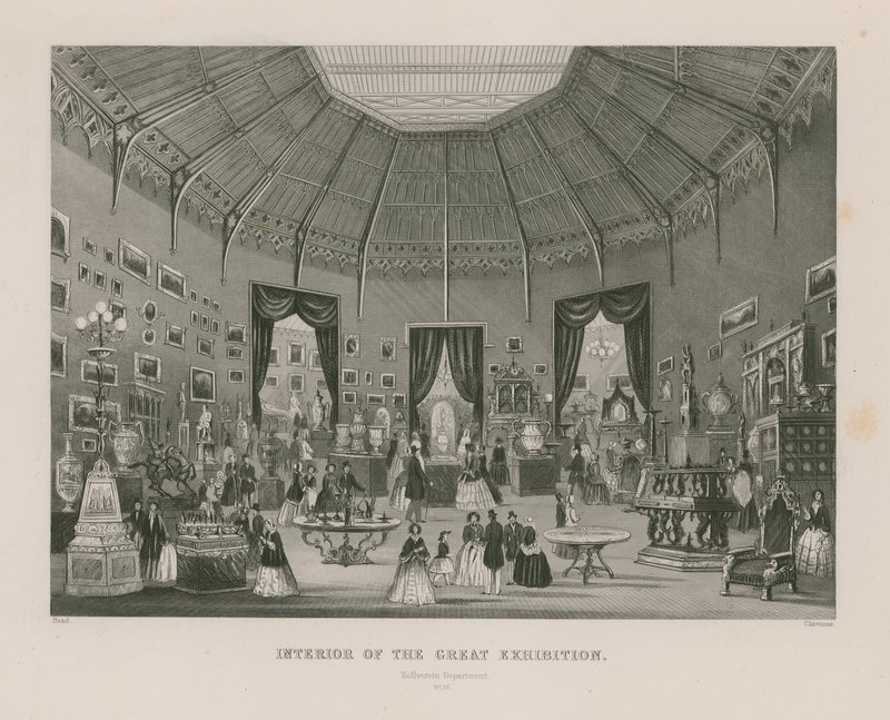 A Nagy Kiállítás belseje, 1851, Zollverein Tanszék alkotó: English School