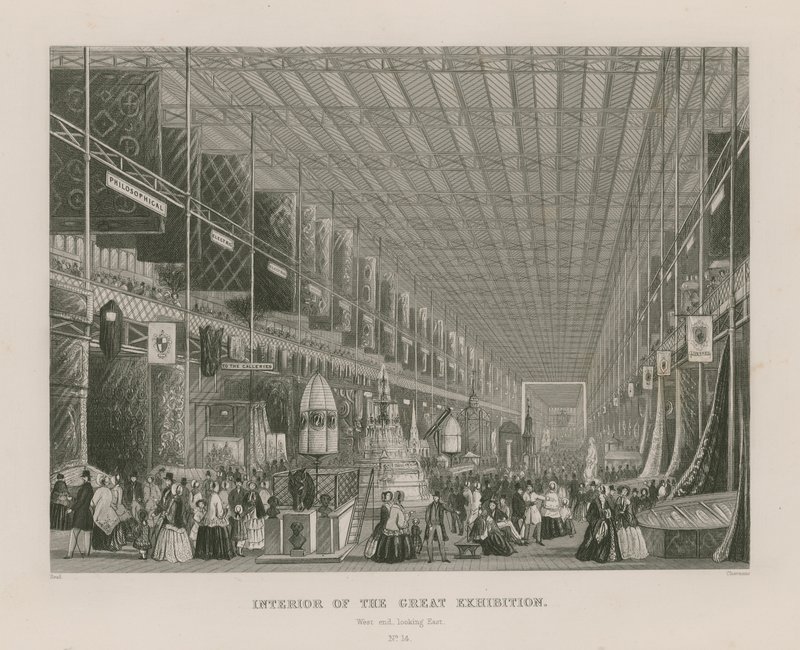 A Nagy Kiállítás belseje, 1851, nyugati vége kelet felé néz alkotó: English School