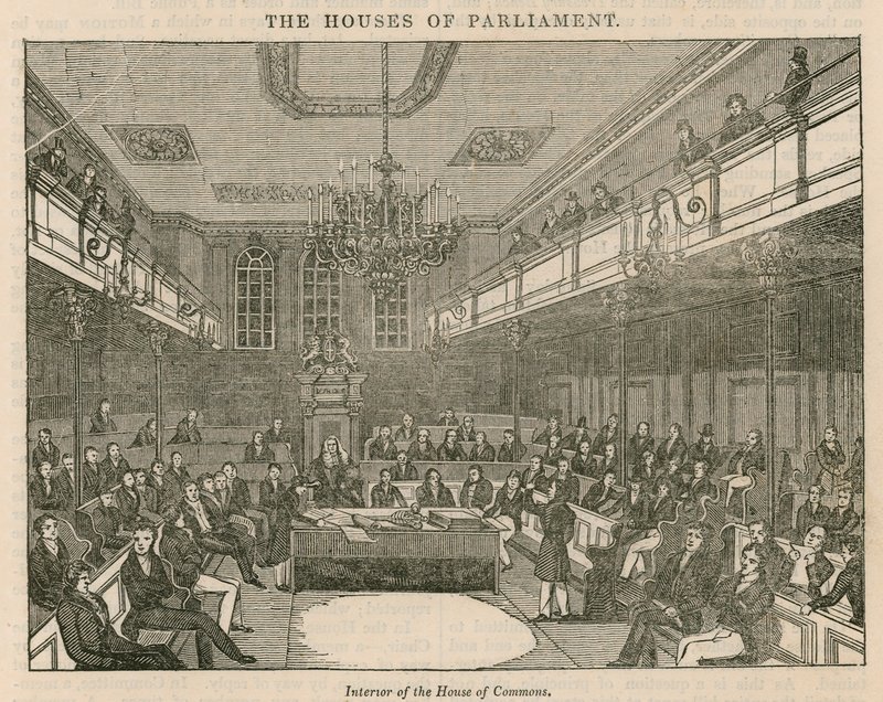Az alsóház belseje, Westminster, London alkotó: English School