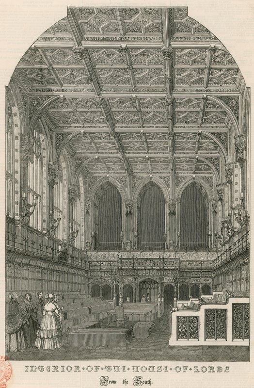 A Lordok Házának belseje, Westminster, London, délről alkotó: English School