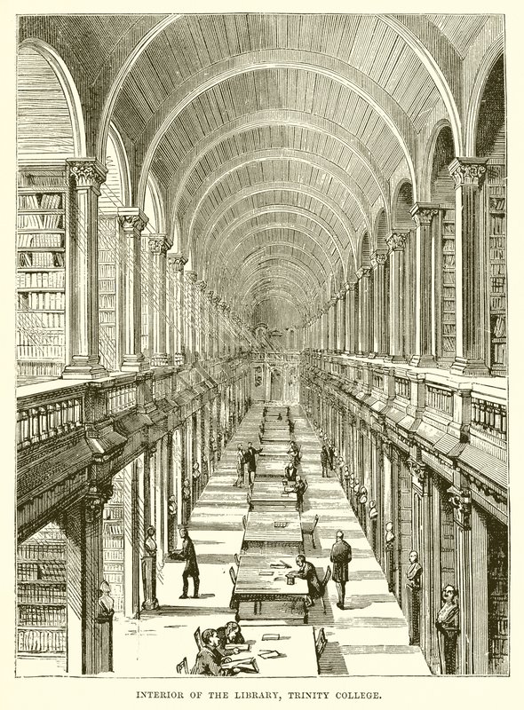 A Trinity College könyvtárának belseje alkotó: English School