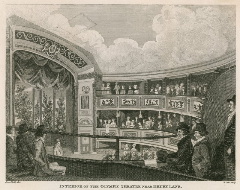 A Királyi Olimpiai Színház belseje, a Wych Street, a londoni Drury Lane közelében alkotó: English School
