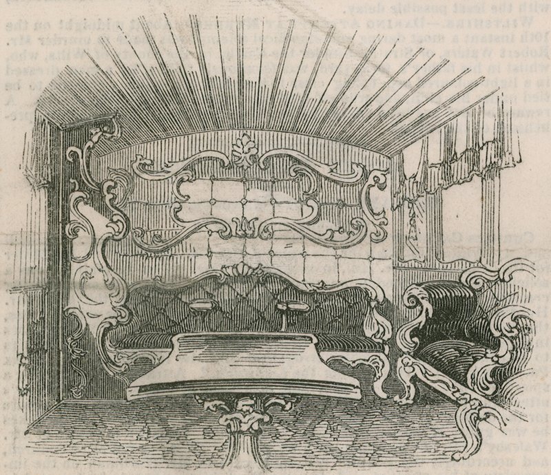 A királyi vasúti kocsi belseje alkotó: English School