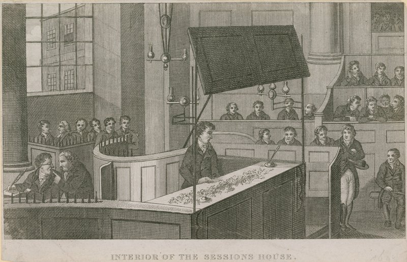 A Sessions House belseje, Old Bailey alkotó: English School