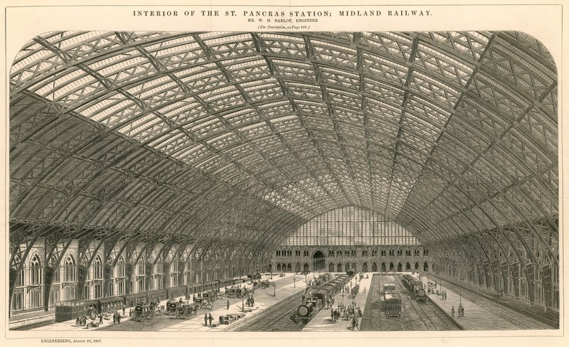 A St Pancras pályaudvar belseje - Midland Railway alkotó: English School