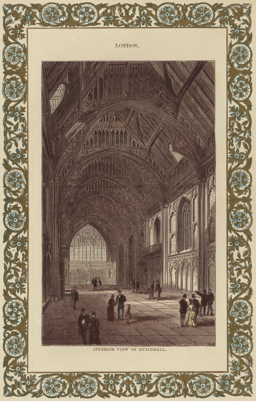 A Guildhall belső képe (színes gravírozás) alkotó: English School