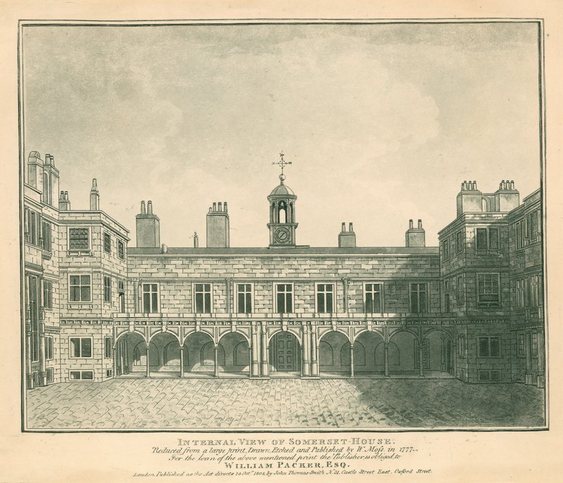 Belső nézet Somerset House, The Strand, London; W Moss 1777-ben rajzolt nyomtatványa alapján alkotó: English School