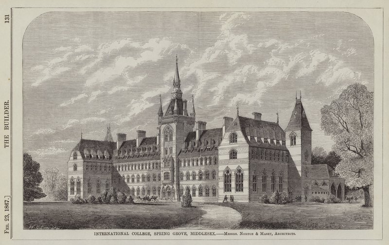 International College, Spring Grove, Middlesex, Norton és Masey urak, építészek (metszet) alkotó: English School