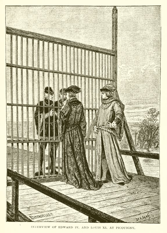 IV. Edward és XI. Lajos interjúja a Picquignyben alkotó: English School