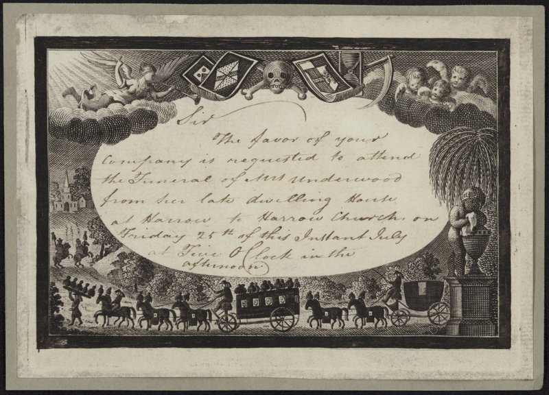 Meghívó Mrs. Underwood temetésén való részvételre alkotó: English School