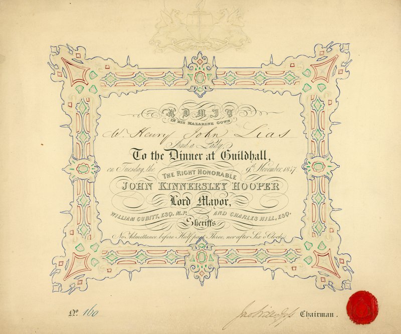Meghívás egy bankettre a londoni Guildhallban, 1847. november 9-én alkotó: English School