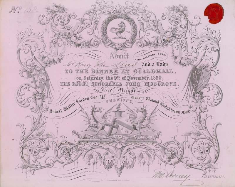 Meghívás egy bankettre a londoni Guildhallban, 1850. november 9-én alkotó: English School
