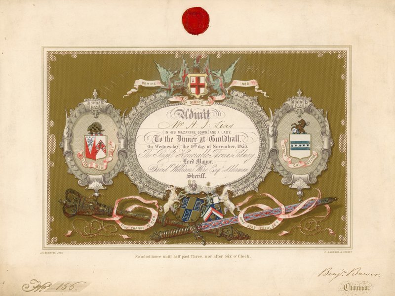 Meghívás egy bankettre a londoni Guildhallban, 1853. november 9-én alkotó: English School