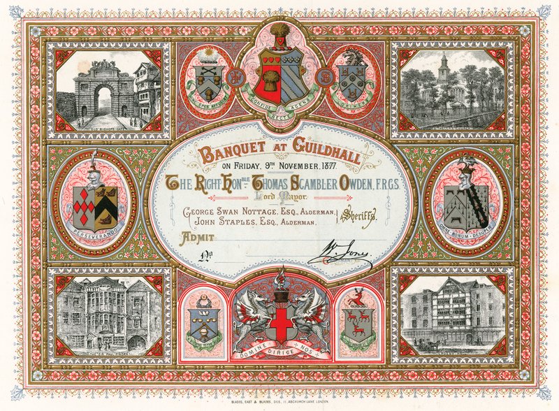 Meghívás egy bankettre a londoni Guildhallban, 1877. november 9-én alkotó: English School