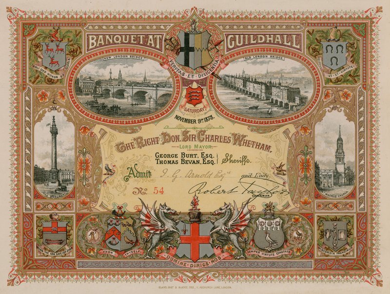 Meghívás egy bankettre a londoni Guildhallban, 1878. november 9-én alkotó: English School