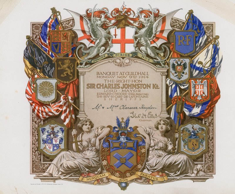 Meghívás egy bankettre a londoni Guildhallban, 1914. november 9-én alkotó: English School
