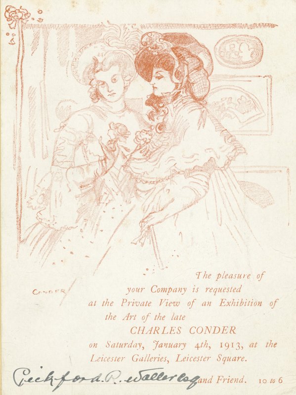 Meghívó Charles Conder munkáiból rendezett kiállításra alkotó: English School