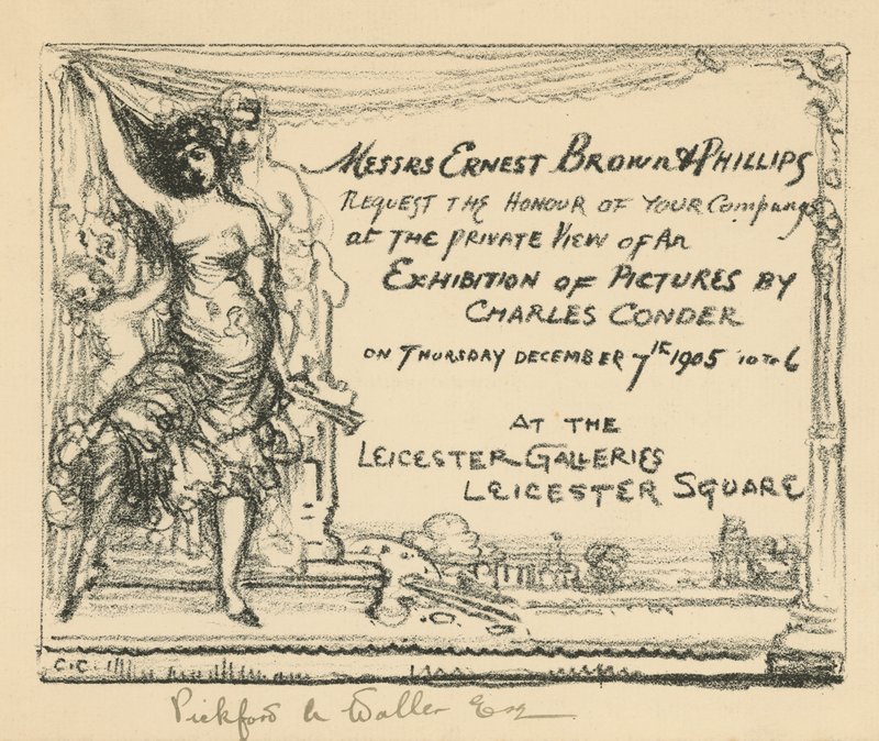 Meghívó Charles Conder munkáiból rendezett kiállításra alkotó: English School