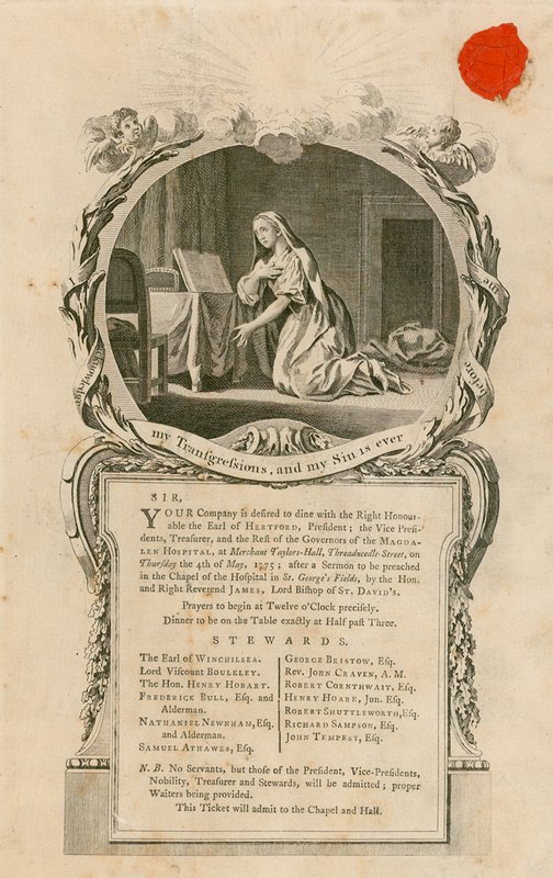 Meghívó vacsorázni Hertford Right Honorable Earl-lel 1775. május 4-én alkotó: English School