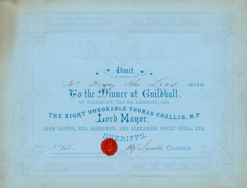 Meghívás vacsorára a londoni Guildhallban, 1852. december 8-án alkotó: English School
