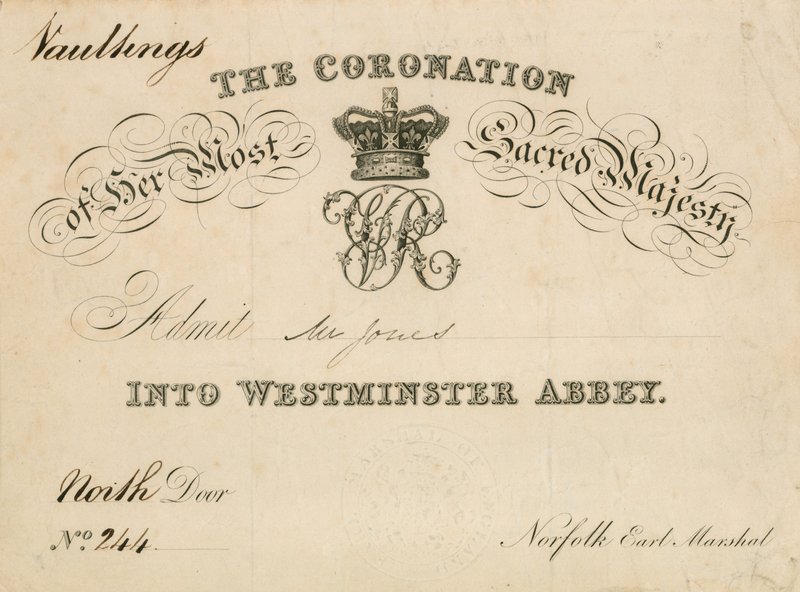Meghívó Legszentebb Felsége koronázására a Westminster Abbeyben, 1838. június 28. alkotó: English School