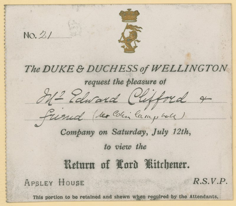 Meghívás Lord Kitchener visszatérésének megtekintésére alkotó: English School