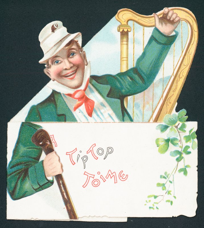 Ír Shalalival és hárfával, kártya alkotó: English School