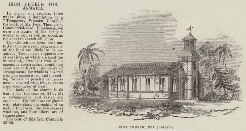 Jamaicai vastemplom (metszet) alkotó: English School