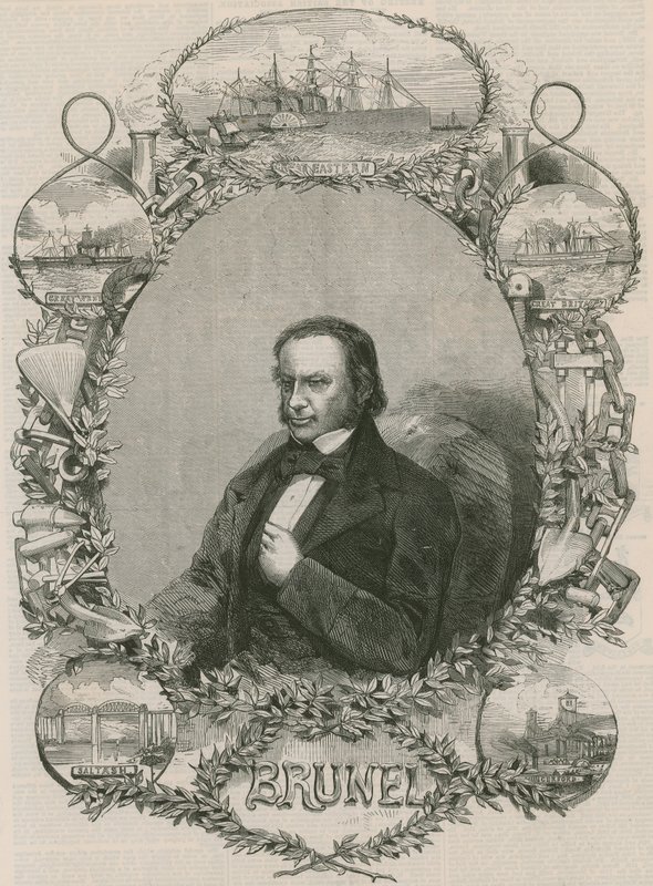 Isambard Kingdom Brunel néhány eredményeivel körülvéve alkotó: English School