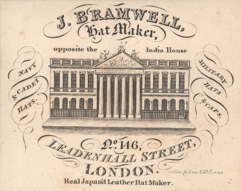 J Branwell, kalapkészítő, Leadenhall Street 146., kereskedelmi kártya alkotó: English School