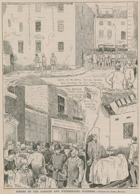 Hasfelmetsző Jack: Az Aldgate- és Whitechapel-gyilkosságok jelenetei alkotó: English School