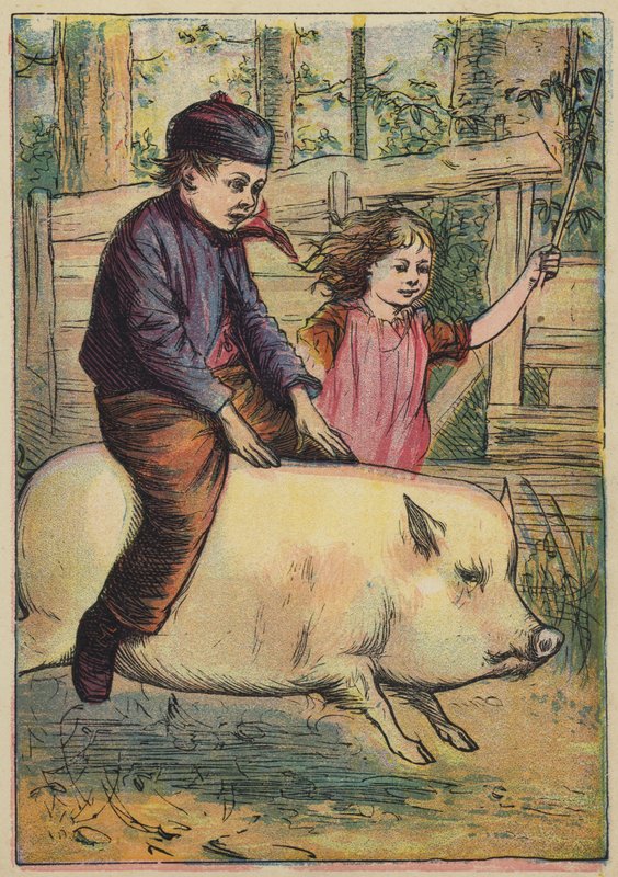 Jack lovaglása a kocán (színes litográfia) alkotó: English School