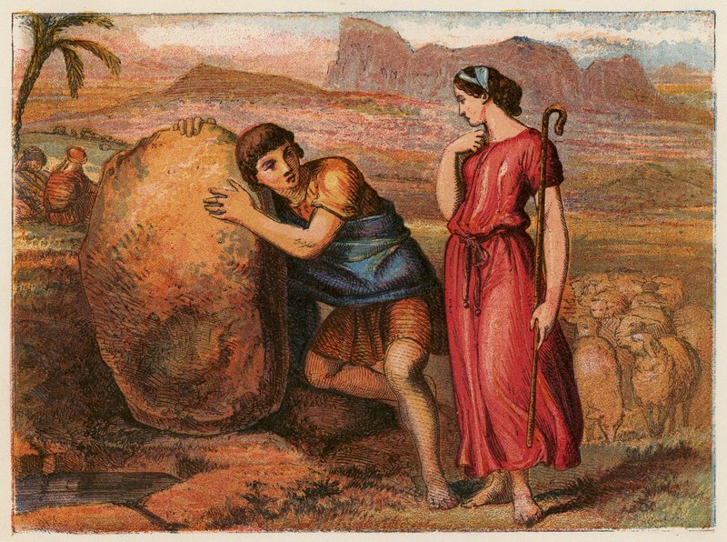 Jákob és Ráhel (színes litográfia) alkotó: English School