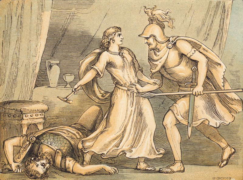 Jael és Sisera (színes metszet) alkotó: English School