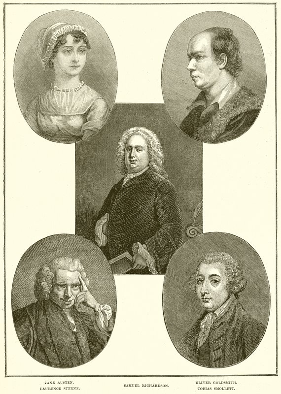 Szereplők: Jane Austen, Laurence Stern, Samuel Richardson, Oliver Goldsmith, Tobias Smollett alkotó: English School