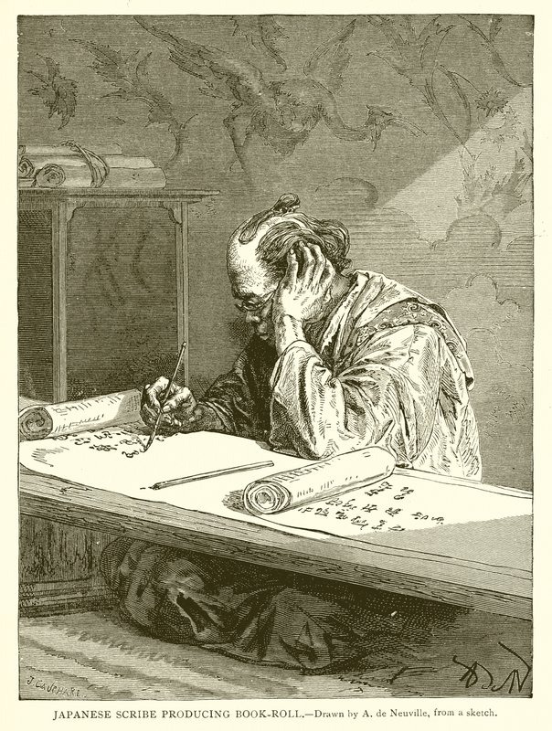 Japán Scribe könyvtekercset készít alkotó: English School