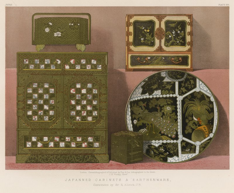 Japán szekrények és cserépedény Készítette: Sir R Allcock, CB alkotó: English School