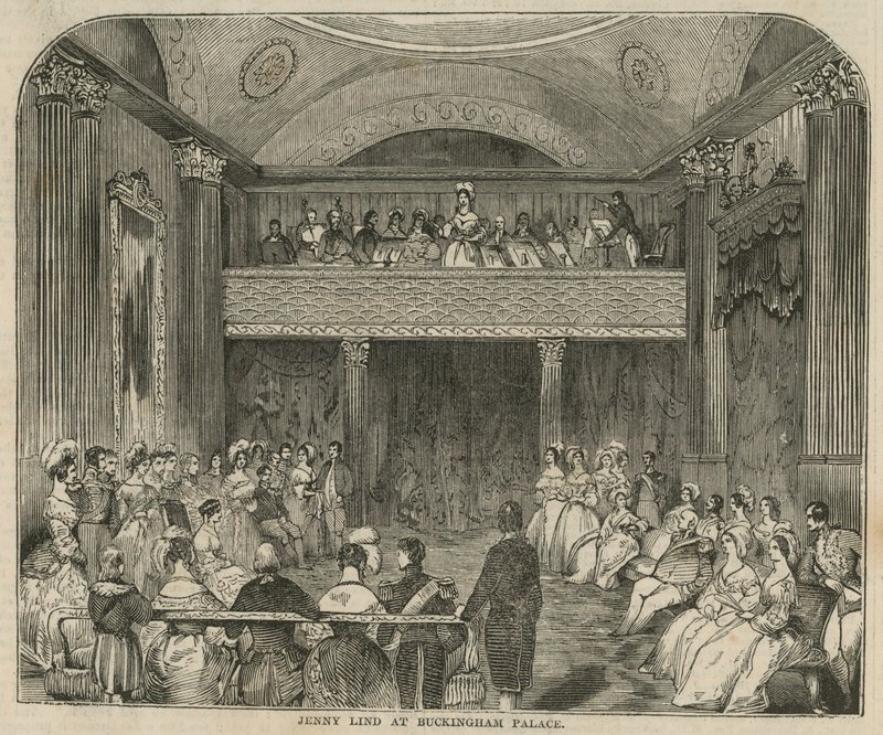 Jenny Lind a Buckingham-palotában alkotó: English School