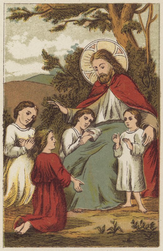 Jézus Krisztus és a gyermekek (színes litó) alkotó: English School