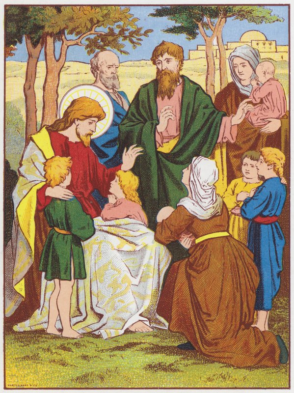 Jézus Krisztus megáldja a kisgyermekeket (színes litó) alkotó: English School