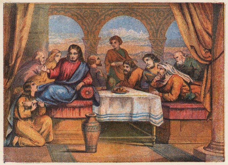 Jézus Krisztus tanítványaival és Mária Magdolnával (színes litográfia) alkotó: English School