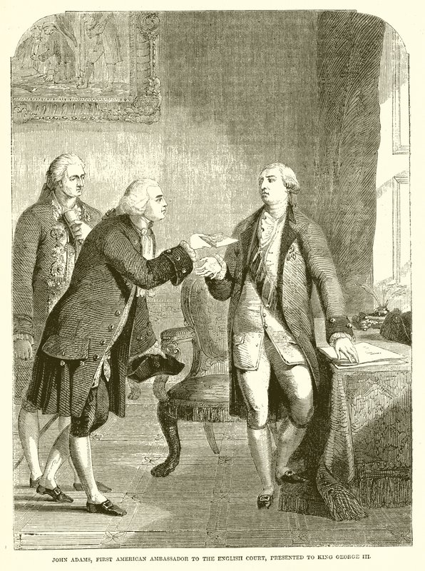 John Adams, az angol udvar első amerikai nagykövete III. György királynak nyújtotta be alkotó: English School