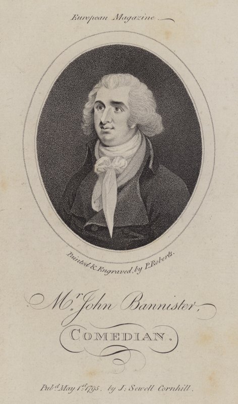 John Bannister, angol színész, humorista és színházi menedzser (metszet) alkotó: English School