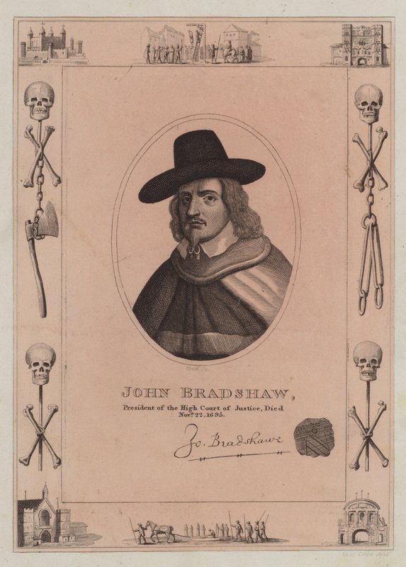 John Bradshaw, a High Court of Justice elnöke 1695. november 22-én halt meg alkotó: English School
