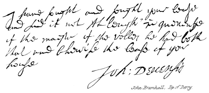 John Bramhall, Derry Bp alkotó: English School
